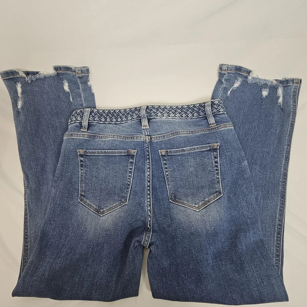 Miss Me button fly cropped jeans braided waistband size 26